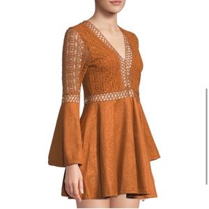 Haute Rogue Orange Crochet Mini Dress-